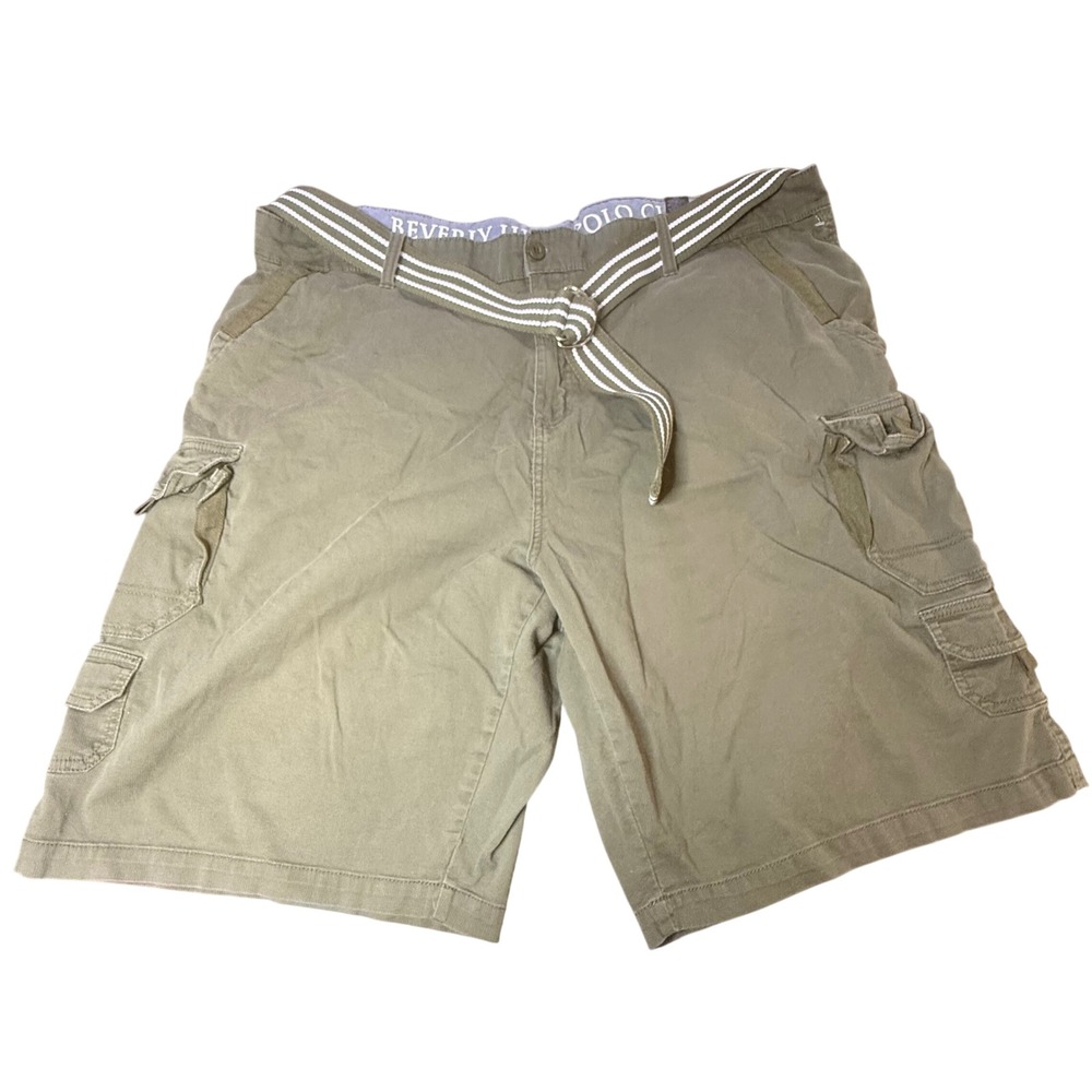 Beverly Hills Polo Club Cargo Shorts Relaxed Fit Casual Olive Green Size 50